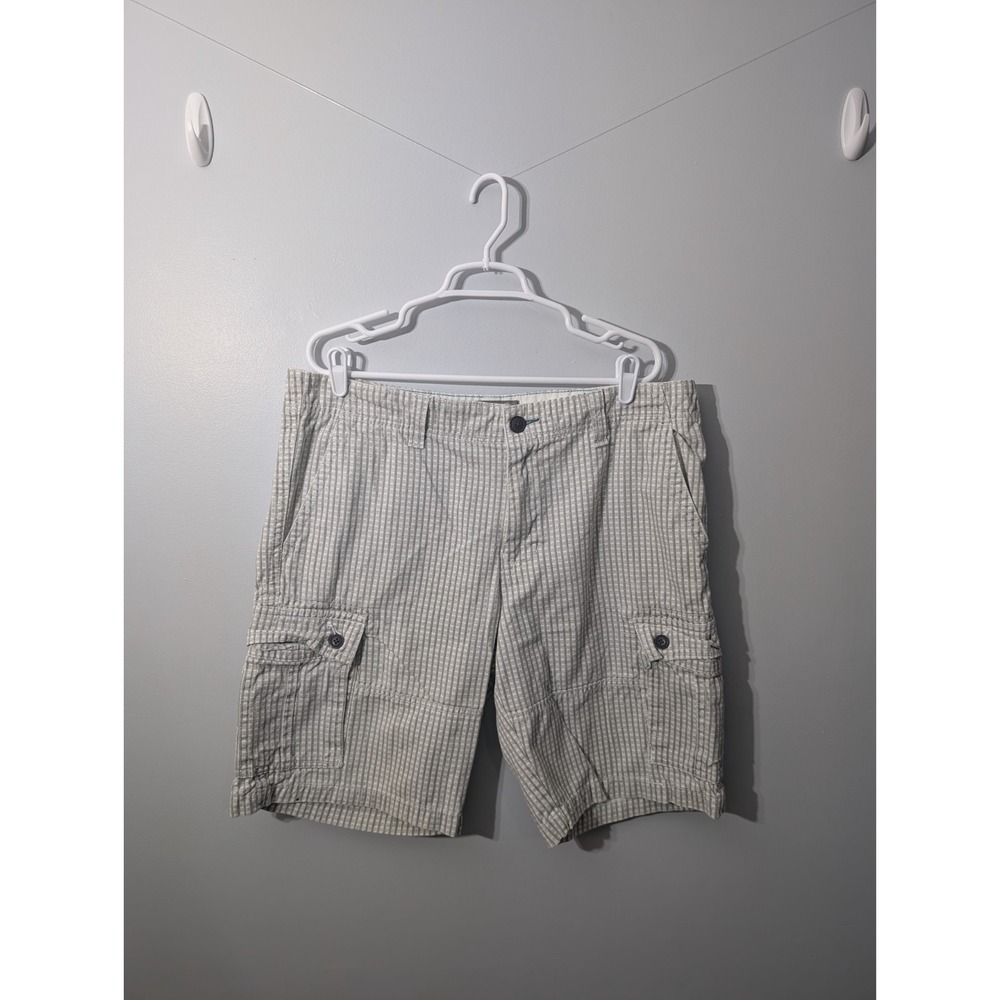 Lazer Co Authentic Dry Goods Men's Gray Plaid Cotton Cargo Shorts,‎ Size 38